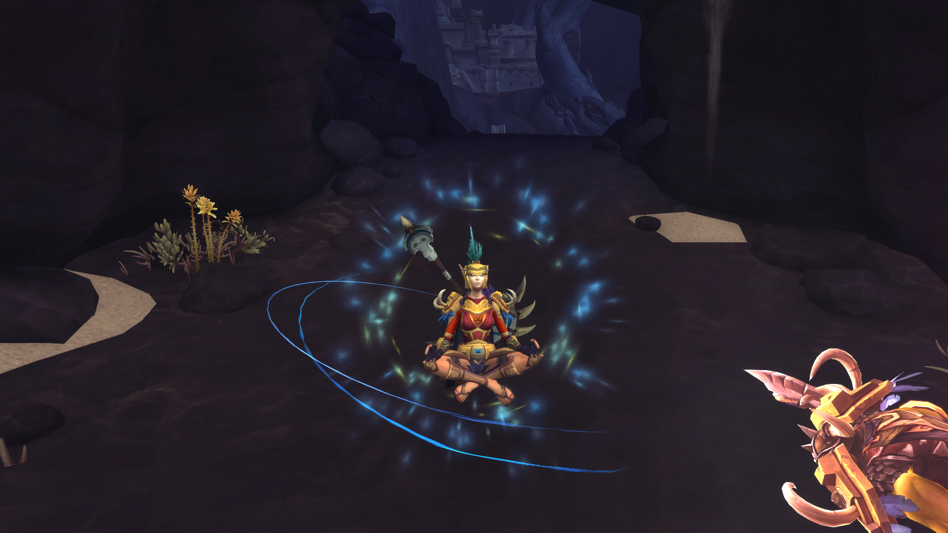 Hovering meditating paladin World of Warcraft