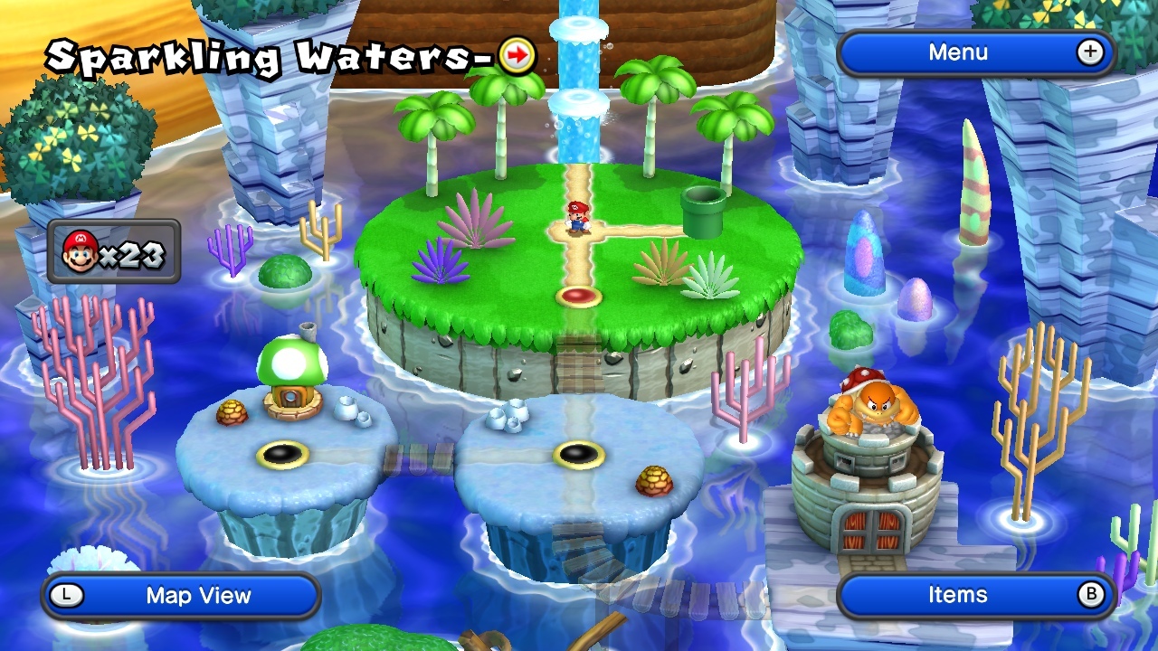 Sparkling Waters world, before the worst platforming nightmares